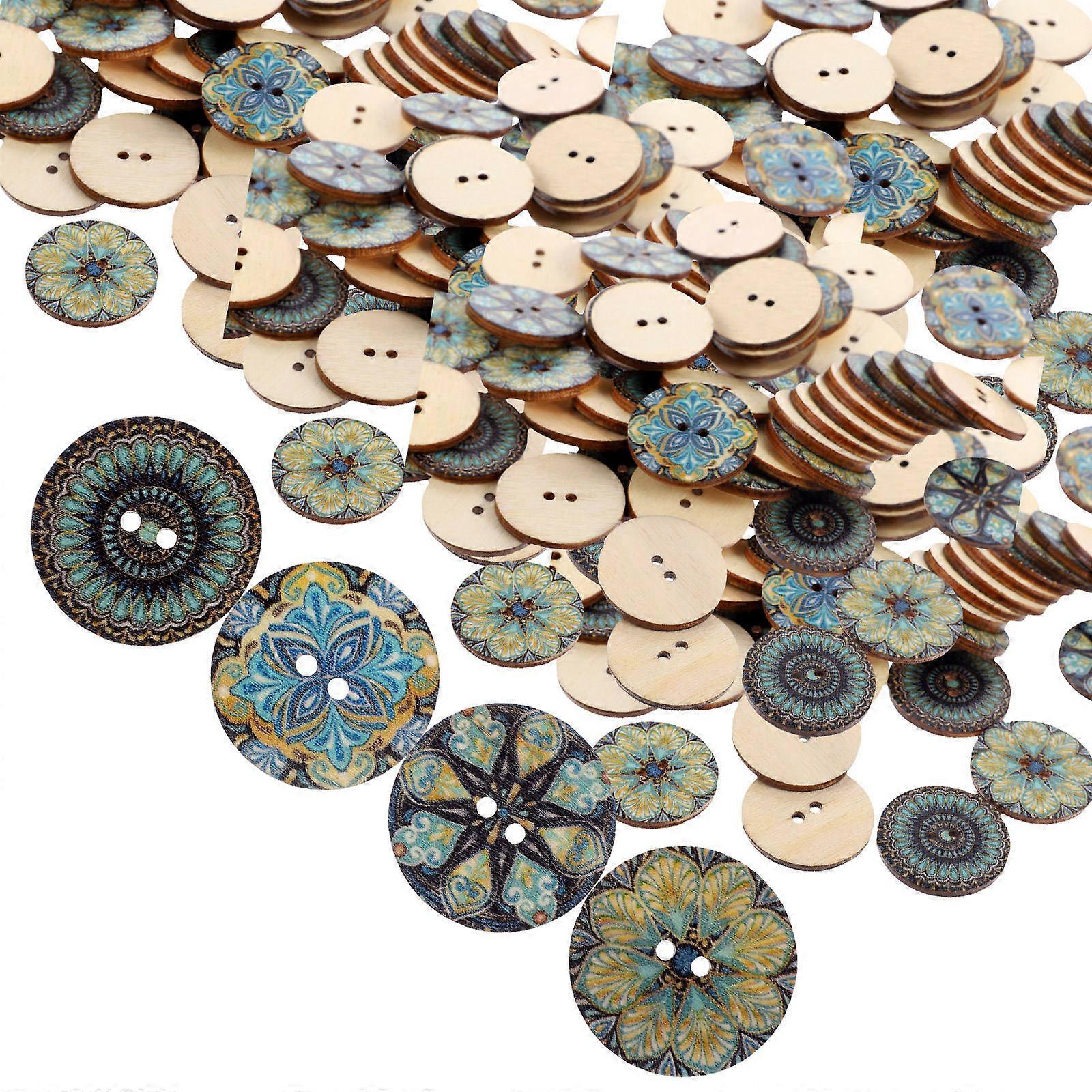 Handmade Wood Buttons Creative Clothes Buttons for 100Pcs Sewing Needs