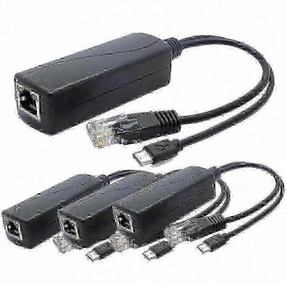 4-Pack PoE to 5V Micro-USB Splitter