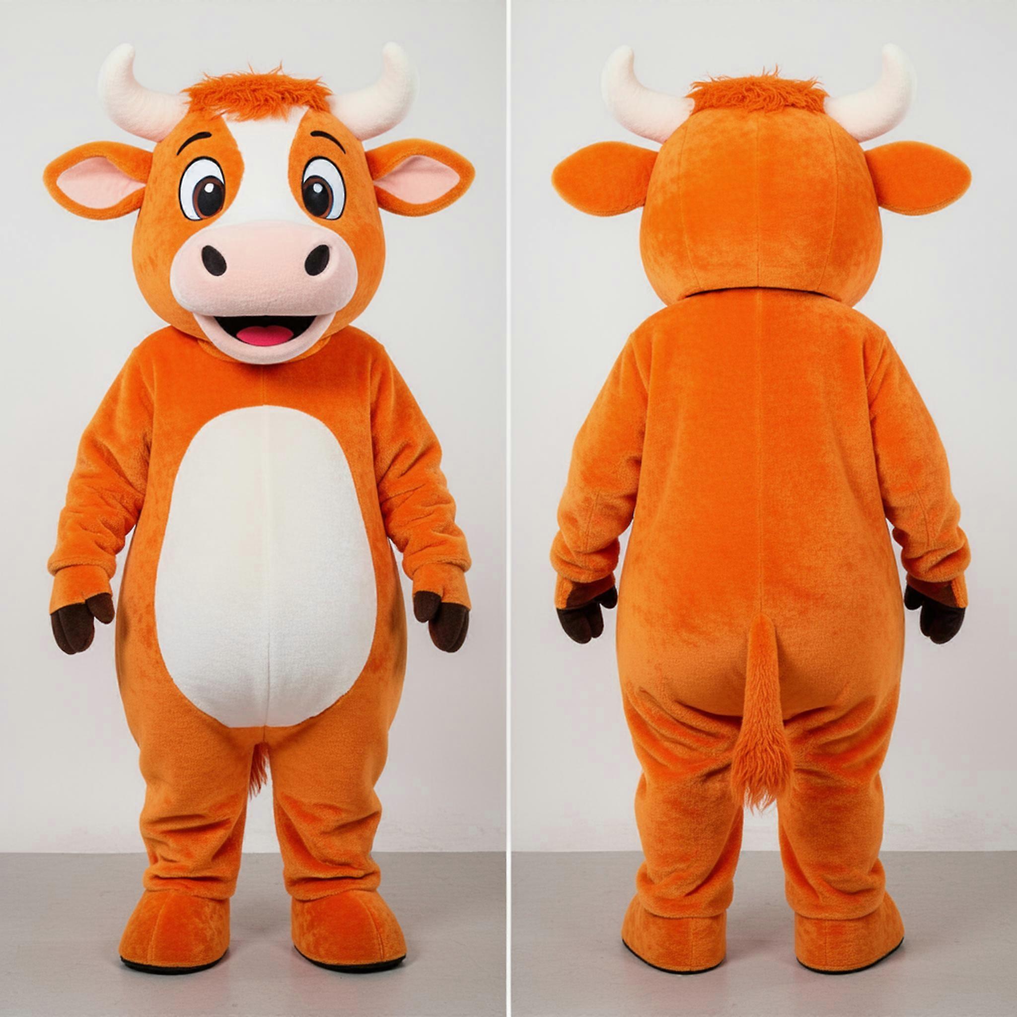 MASTICOT Rust Orange Gentle Hereford Cow Mascot