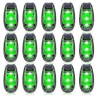 15 LED-Sicherheitsleuchten, zum Anclipsen, grünes Blinklicht, 3 Modi, wasserdicht, hohe Sichtbarkeit für Läufer, Radfahrer und Fußgänger