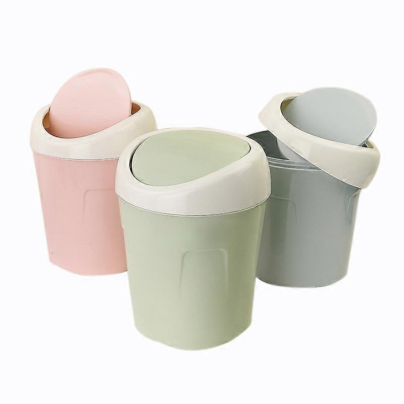Compact Swing-Lid Desktop Wastebasket Set