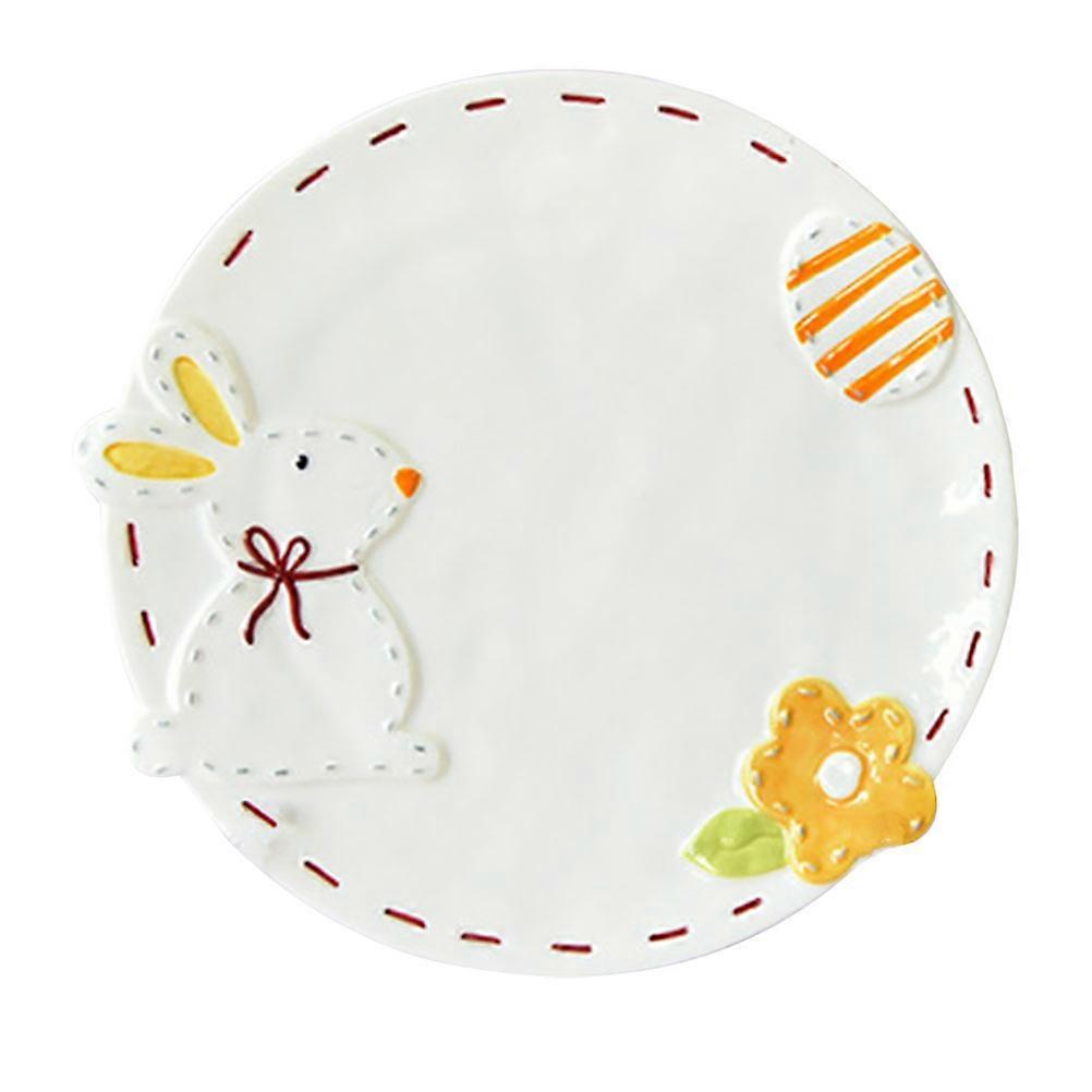 Floating Relief Rabbit Ceramic Plate for Breakfast Use
