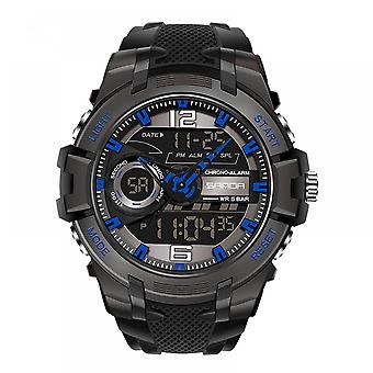 Veeki Men's Digital Outdoor Sports Watch,Large Face Dial 50M Waterproof Electronic Multi Function Wrist Watches for Men Tactics LED Alarm StopwatchBlu