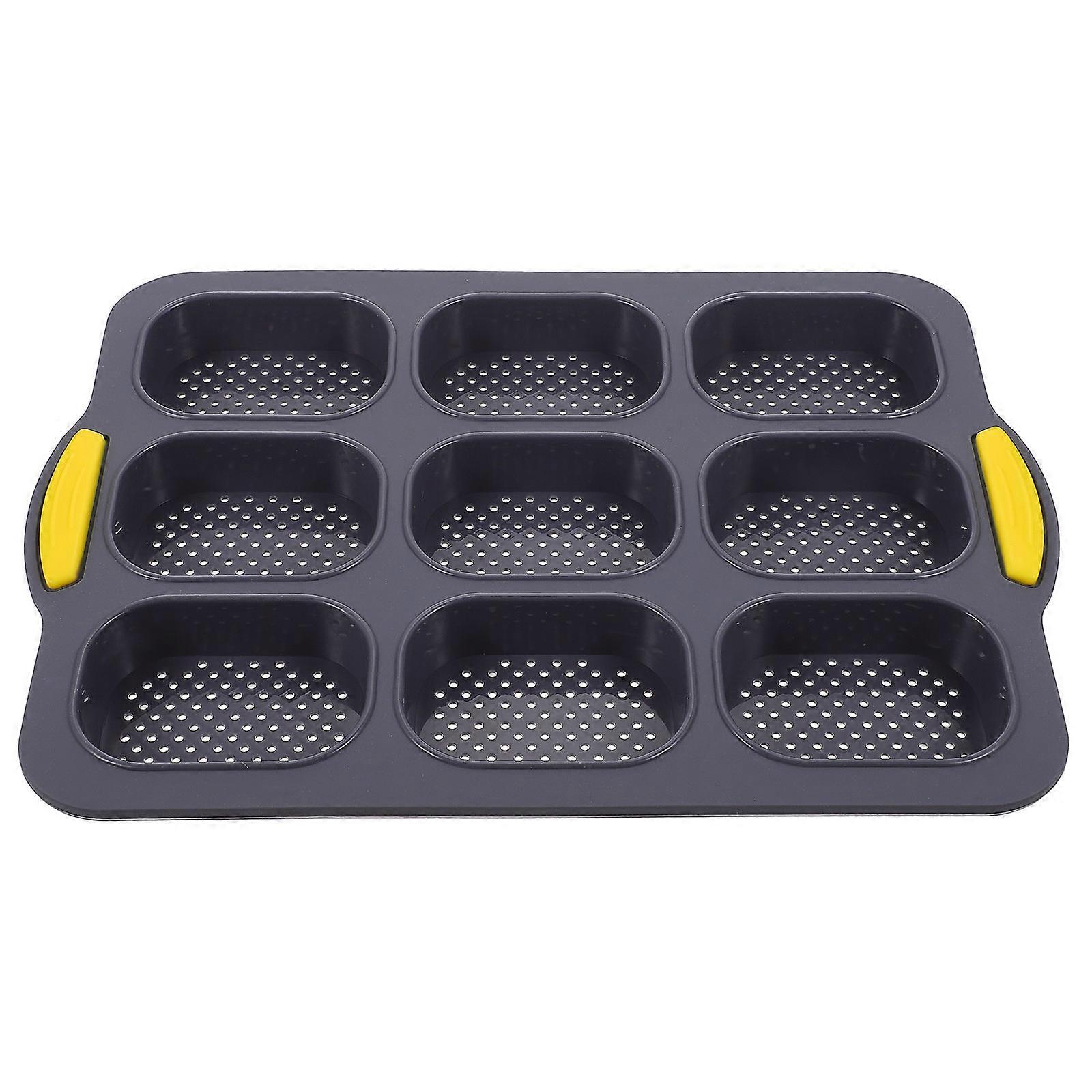 9 Cavity Bread Loaf Pan for Baking Silicone Mold Kitchen Use
