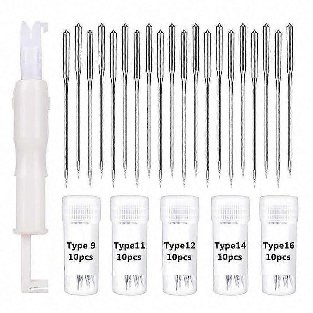 Universal Regular Sewing Machine Needles Compatible with Singer, 50 Count, Sizes 65/9, 75/11, 80