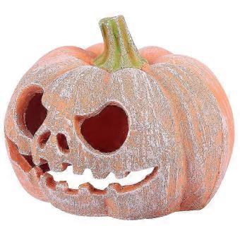 Pumpkin Shaped Reptile Hide Cave, Resin Decor Habitat for Lizards, Snakes, Geckos, Halloween Terrarium Ornament_RhZc