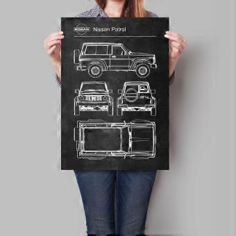 Nissan Patrol Car Retro Patent Blue Jigsaw Puzzles Suitable As Gifts