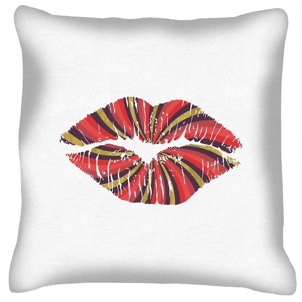 Red Gold Swirl Lips Cushion