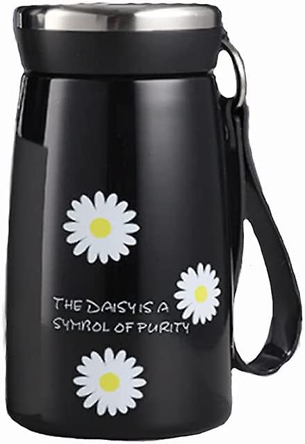 Daisy fresh creative water cup, portable thermos cup (black)