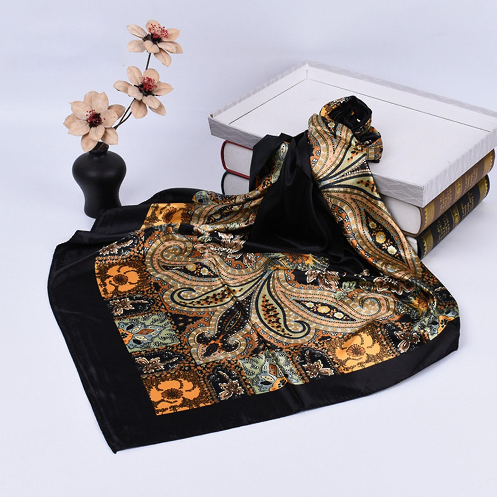 Vintage Style Women's 35x35 Inch Silk-Like Square Scarf