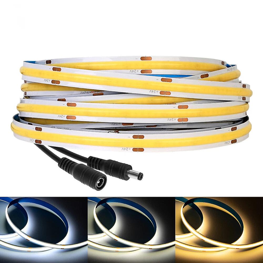 12V/24v High-density Led Night Light Strip, 360/528 Leds, Flexible Fcob Cob, Adjustable Color Temp For Bedroom/kitchen