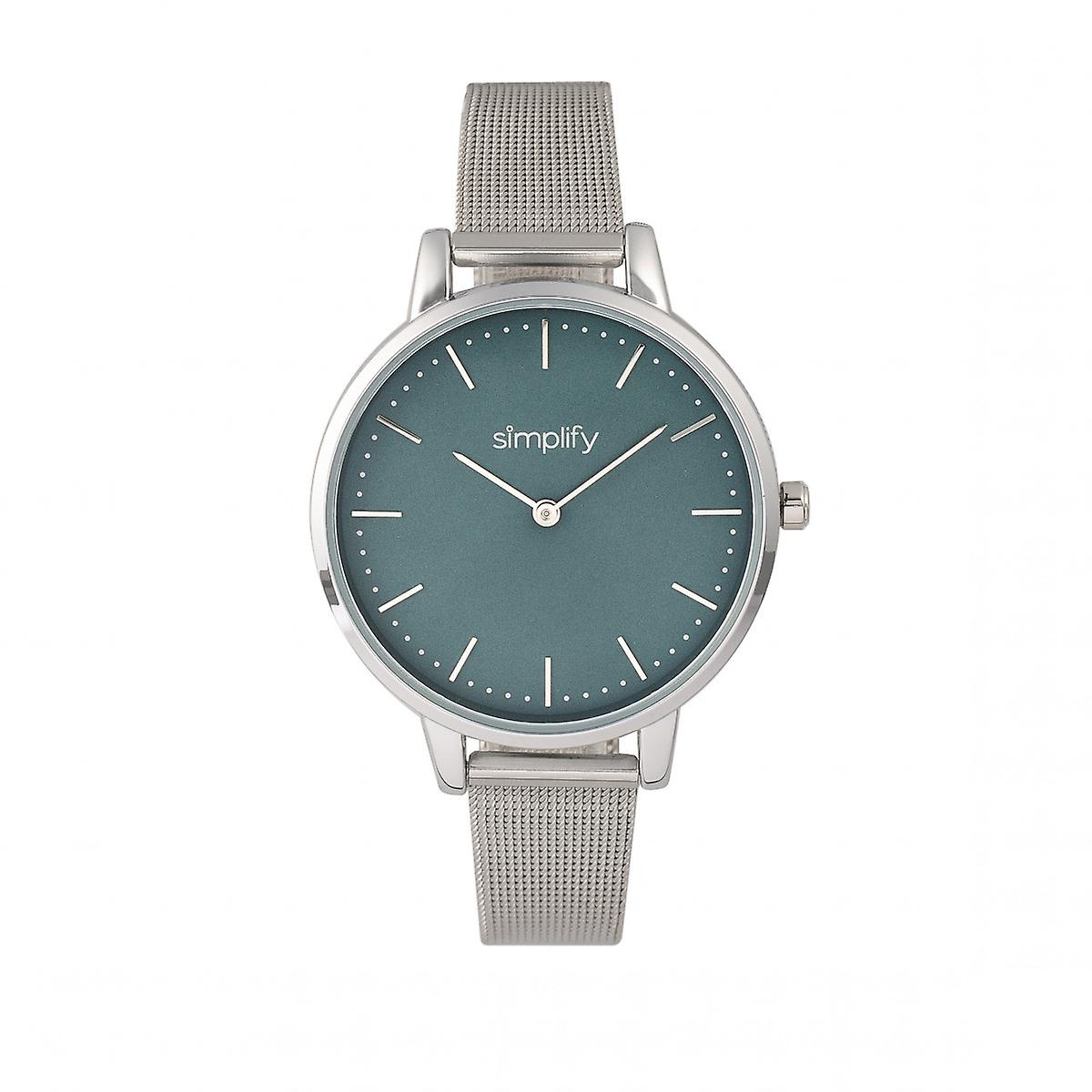 Simplify The 5800 Mesh Bracelet Watch - Silver/Teal