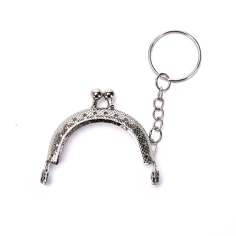 1pcs 5cm Coin Purse Metal Frame With Keychain Diy Arch Frame Kiss Clasp Lock