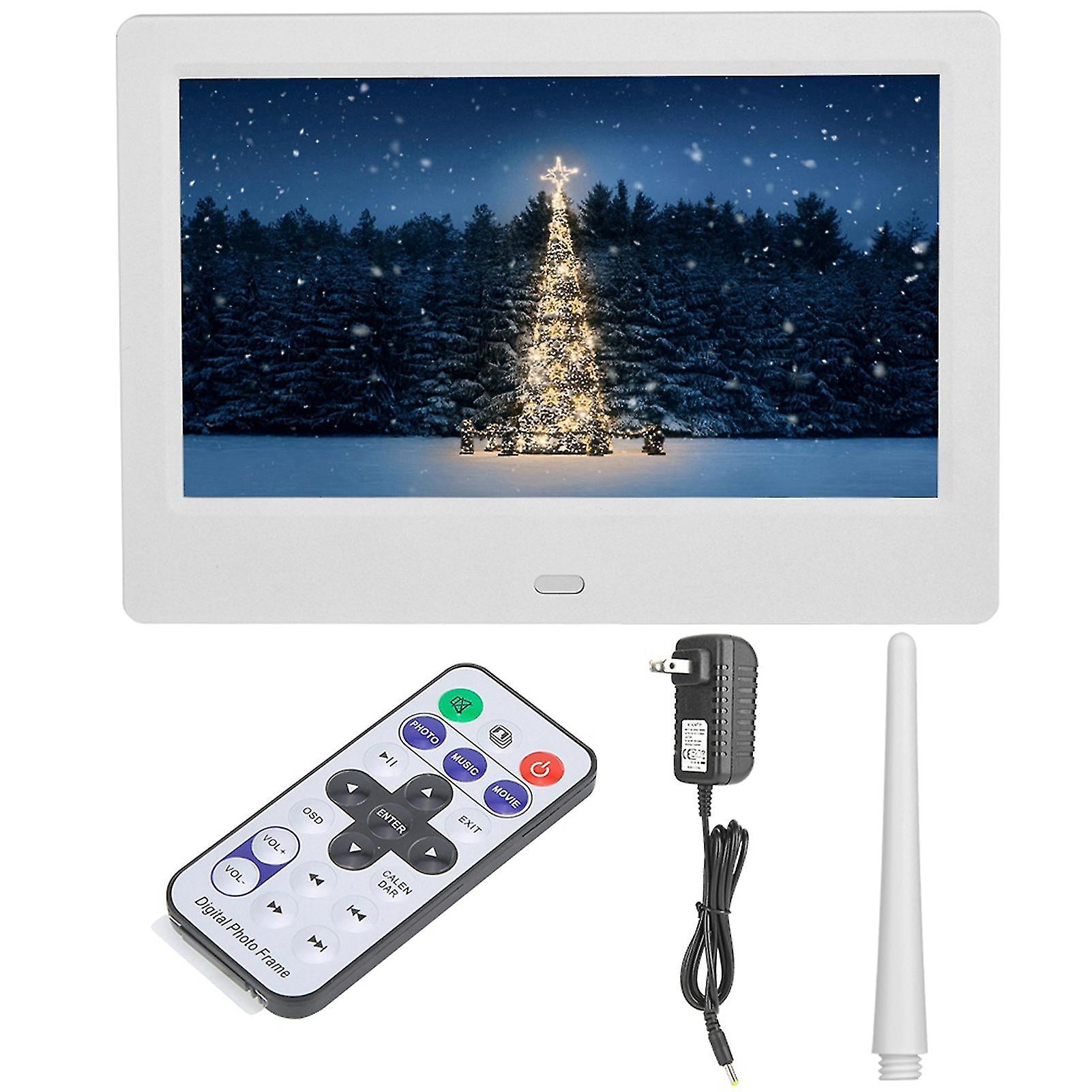 7 بوصة 16: 9 800 * 480 HD شاشة عريضة إطار صور رقمي ألبوم إلكتروني أبيض أمريكي قابس AC100-240 فولت