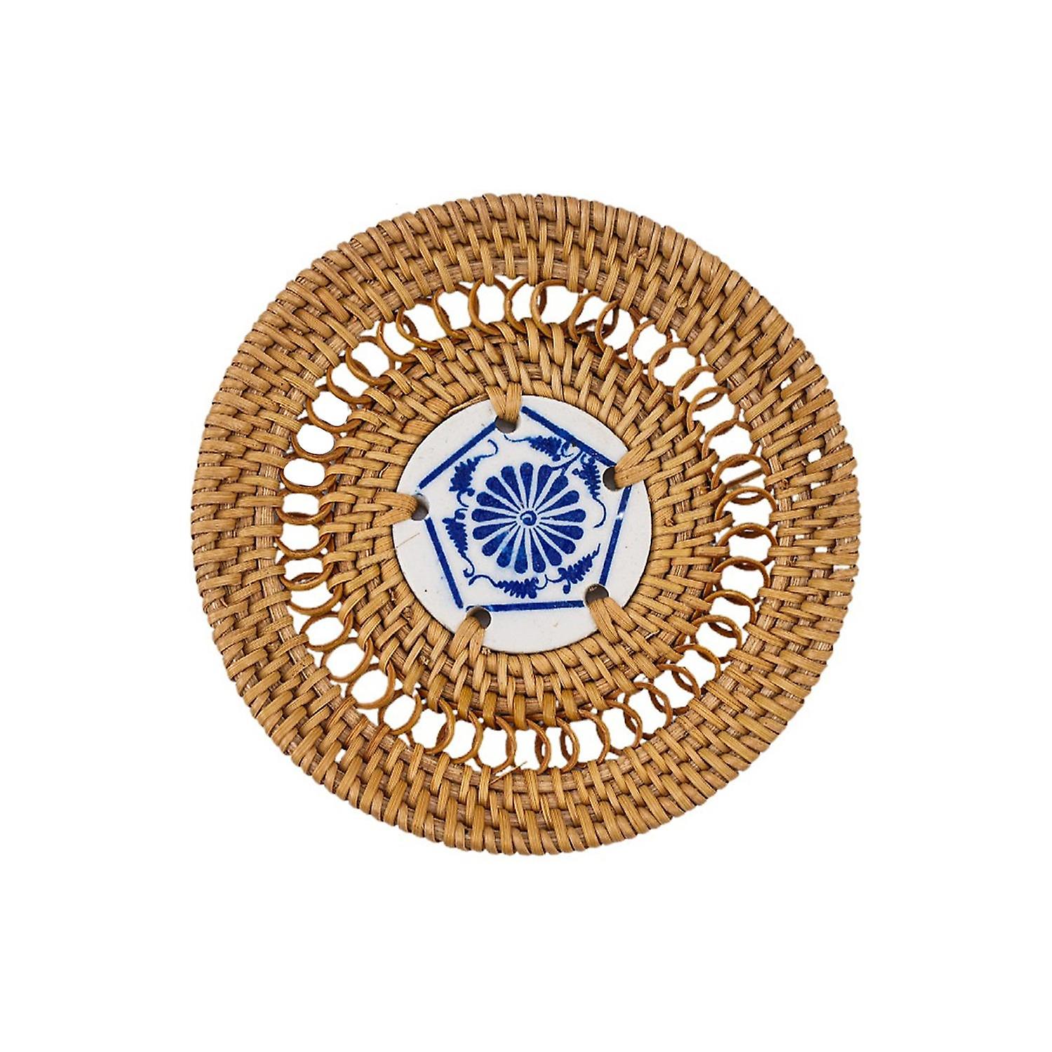 ZHOUBA Practical Anti-slid Place Mat Good Woven Handmade Rattan Dinner Mat for Home