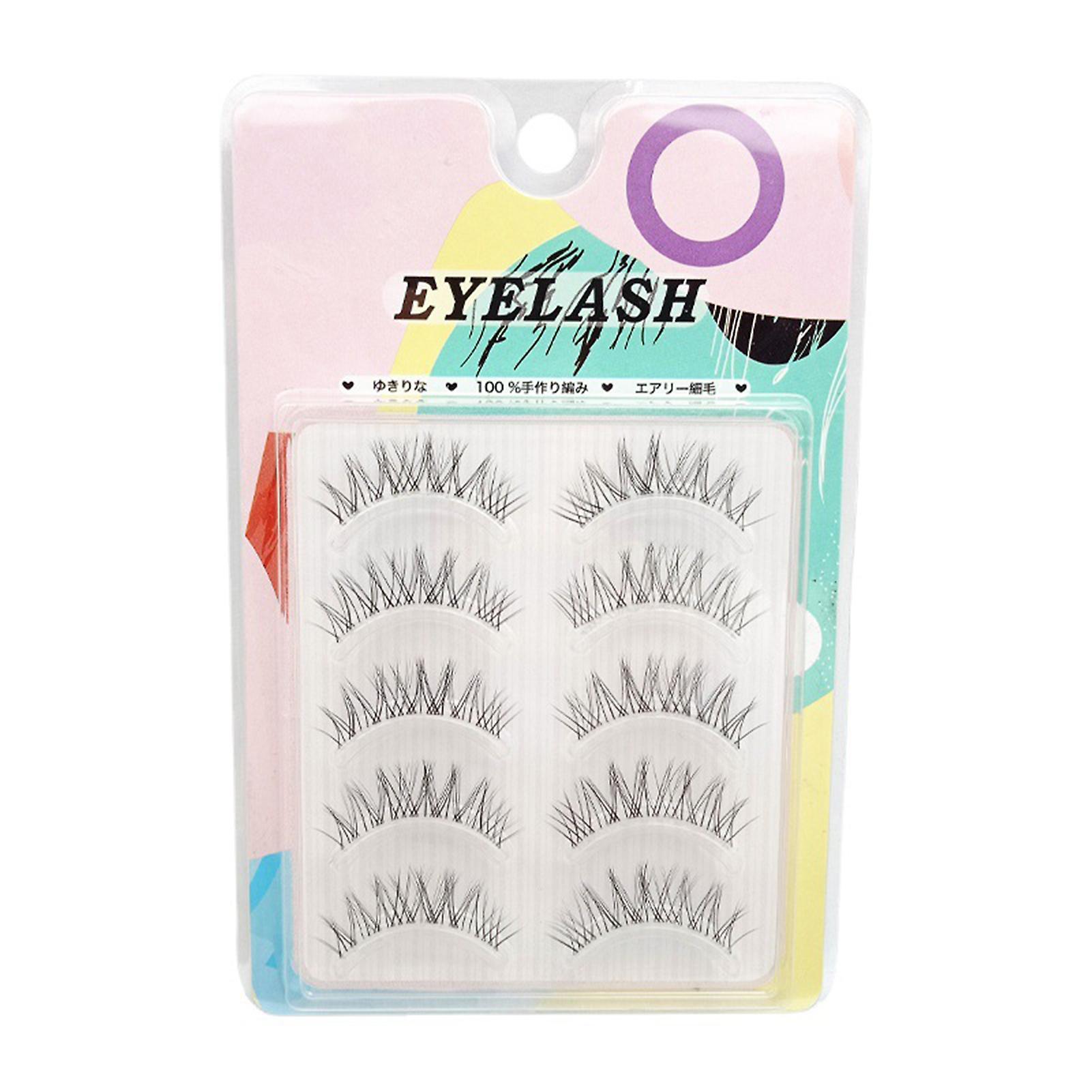 5 Pairs False Eyelashes Pack Soft 3d Effect Sharpened Tips Lashes No Irritation For Women Girls Makeup Diy