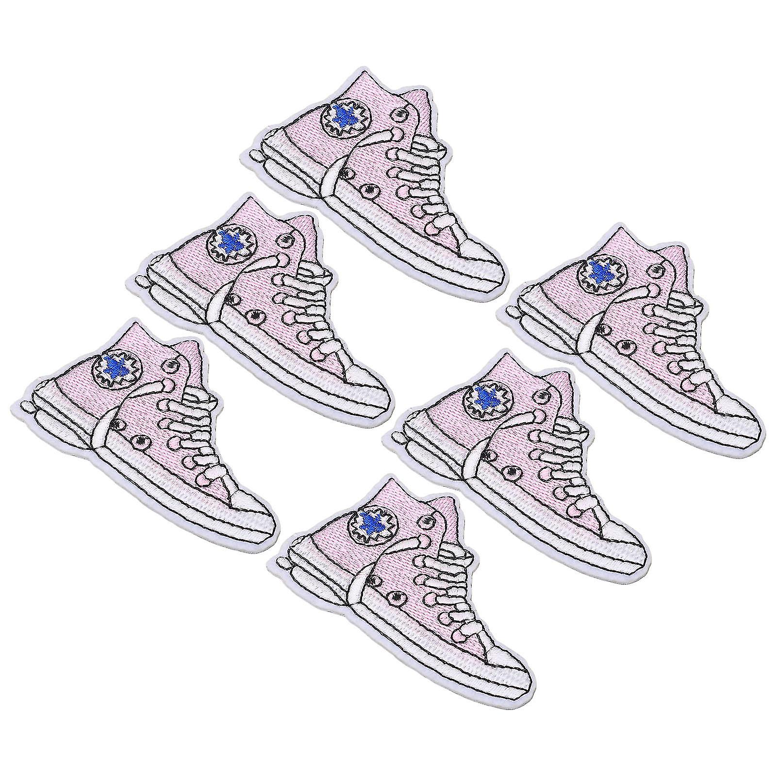 6pcs Patches Shoe Pattern DIY Making Cotton Material Removable 4.3x7.1cm/1.7x2.8in Embroidered Patch for Household 