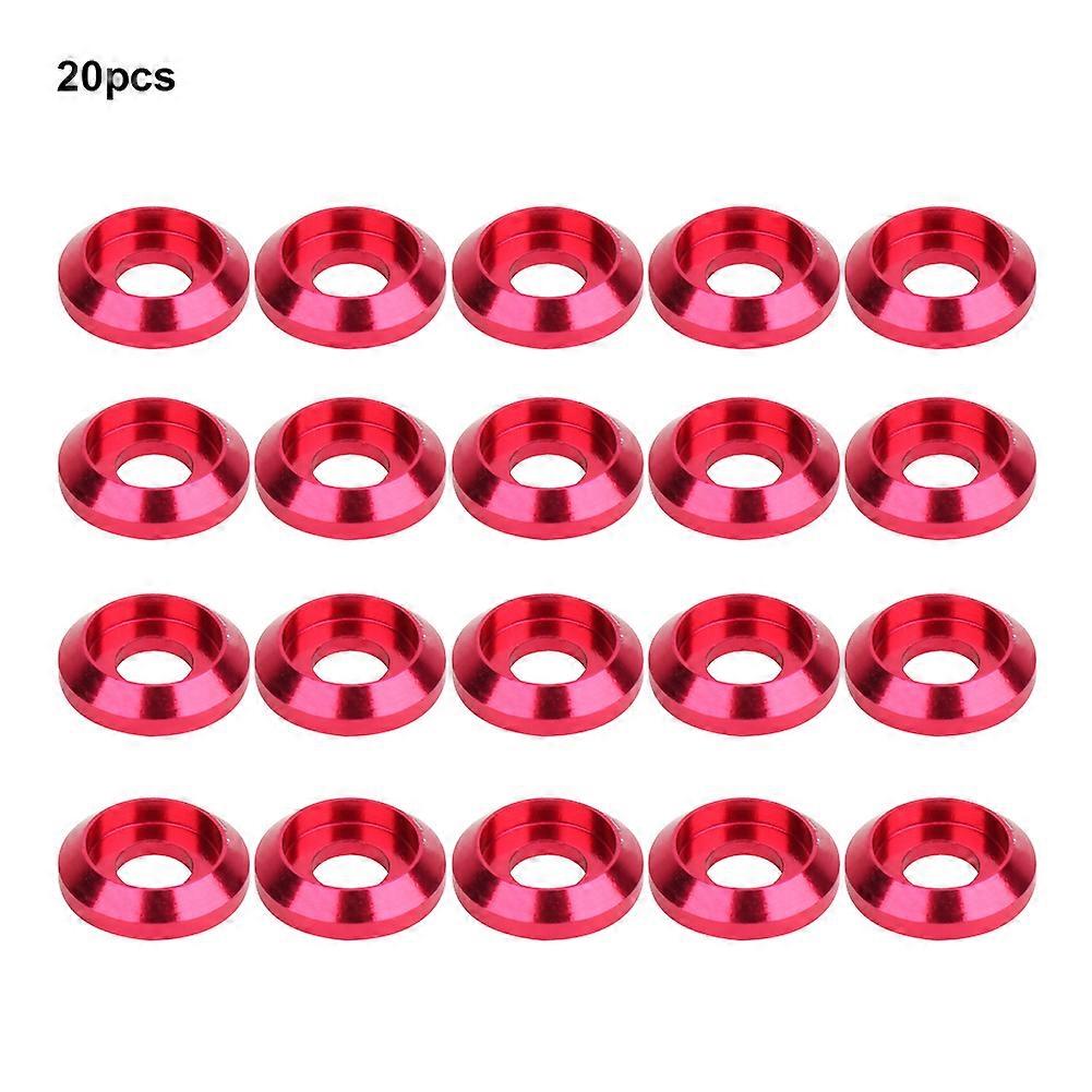 20pcs 6061 Aluminum Alloy Washers and Gaskets for M3 Hex Socket Screws, Hot Pink