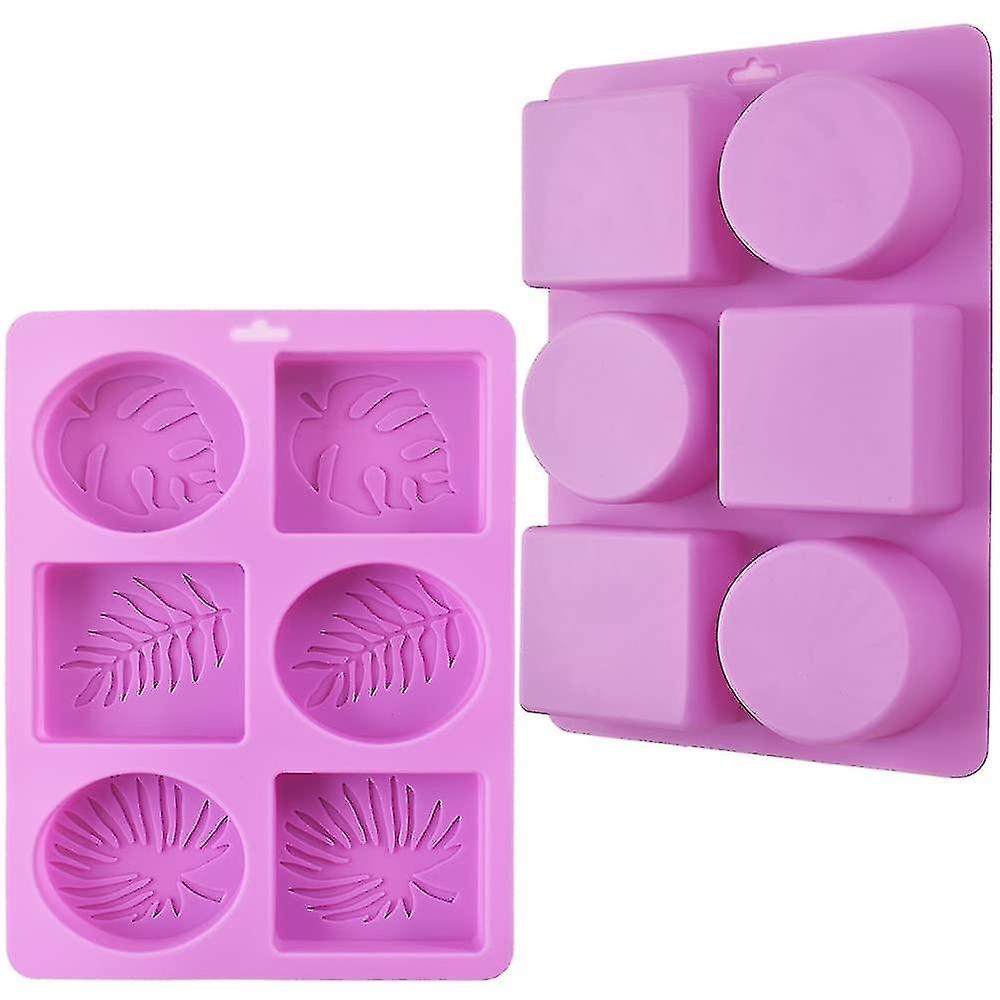 Rectangle And Oval Silicone Soap Mold With Leaf Patterns, Pack Of 2