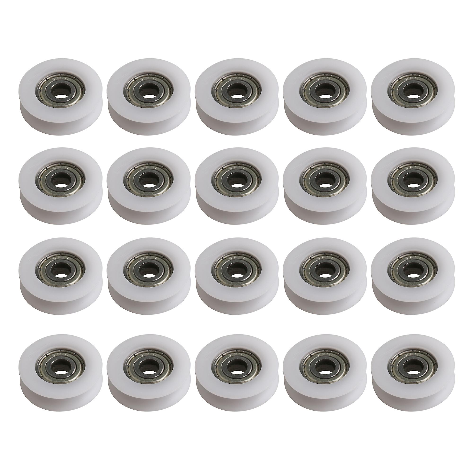 20pcs Engineering Plastics White Groove Bearings Guide Roller Bearing