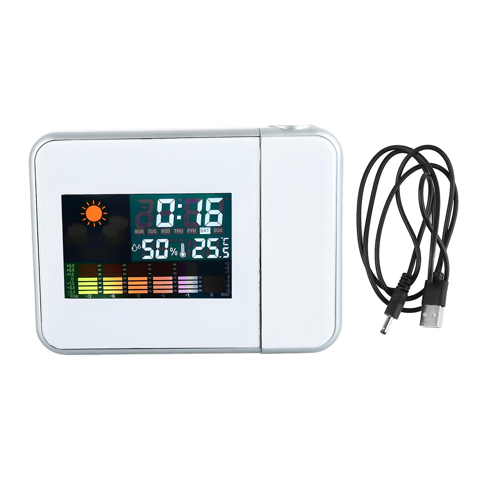 Projection Alarm Clock, Innovative Silent Digital Alarm Clock with Indoor Thermometer and Hygrometer for Bedroom
