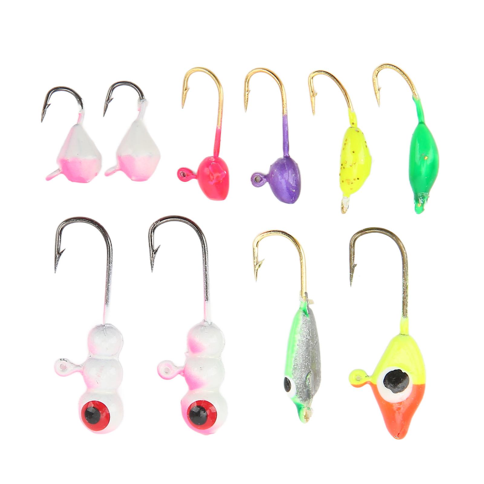 Ice Fishing Jigs Set with Color Metal Head High Carbon Steel Fishing Jig Bait Set for Outdoor