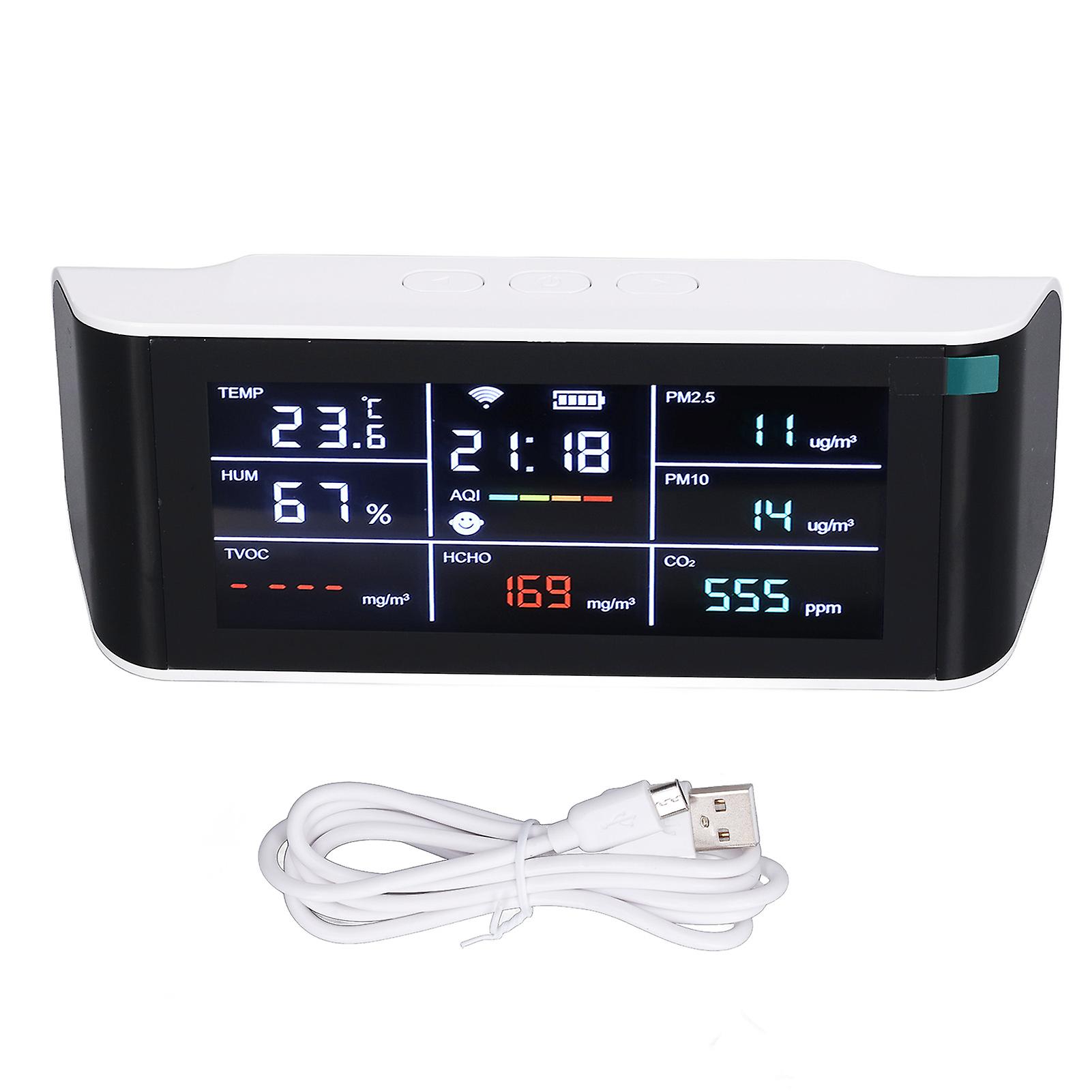 Air Quality Monitor, 9-in-1 Multi-Function Portable CO2 Detector, Wi-Fi, for Wine Cellars and Homes