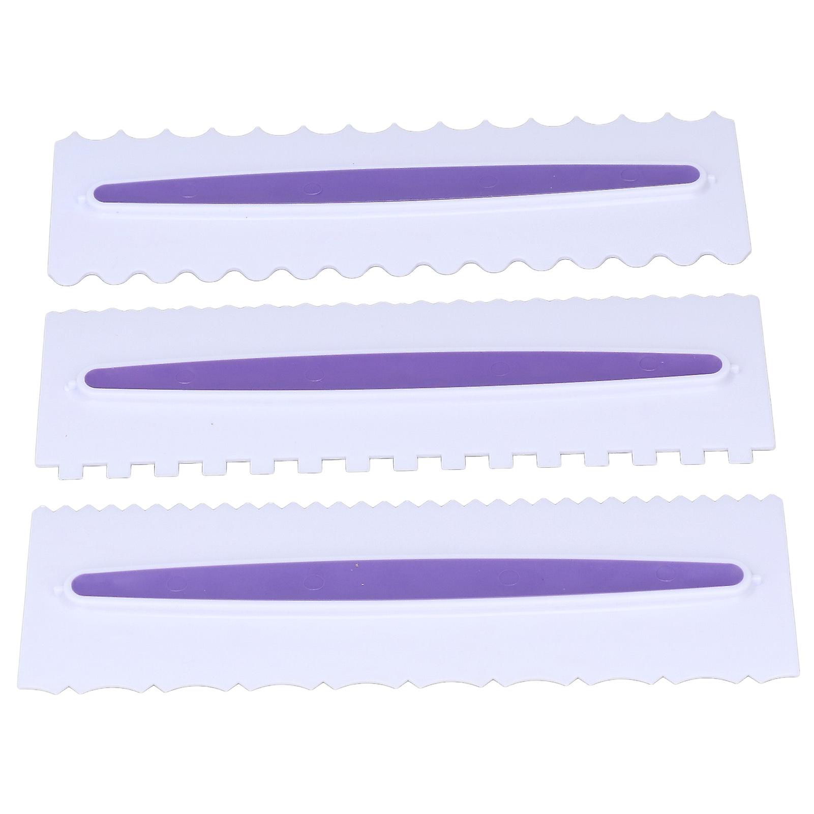 3Pcs Cake Scraper Premium Plastic Durable Glossy Surface Easy Operation Icing Smoother