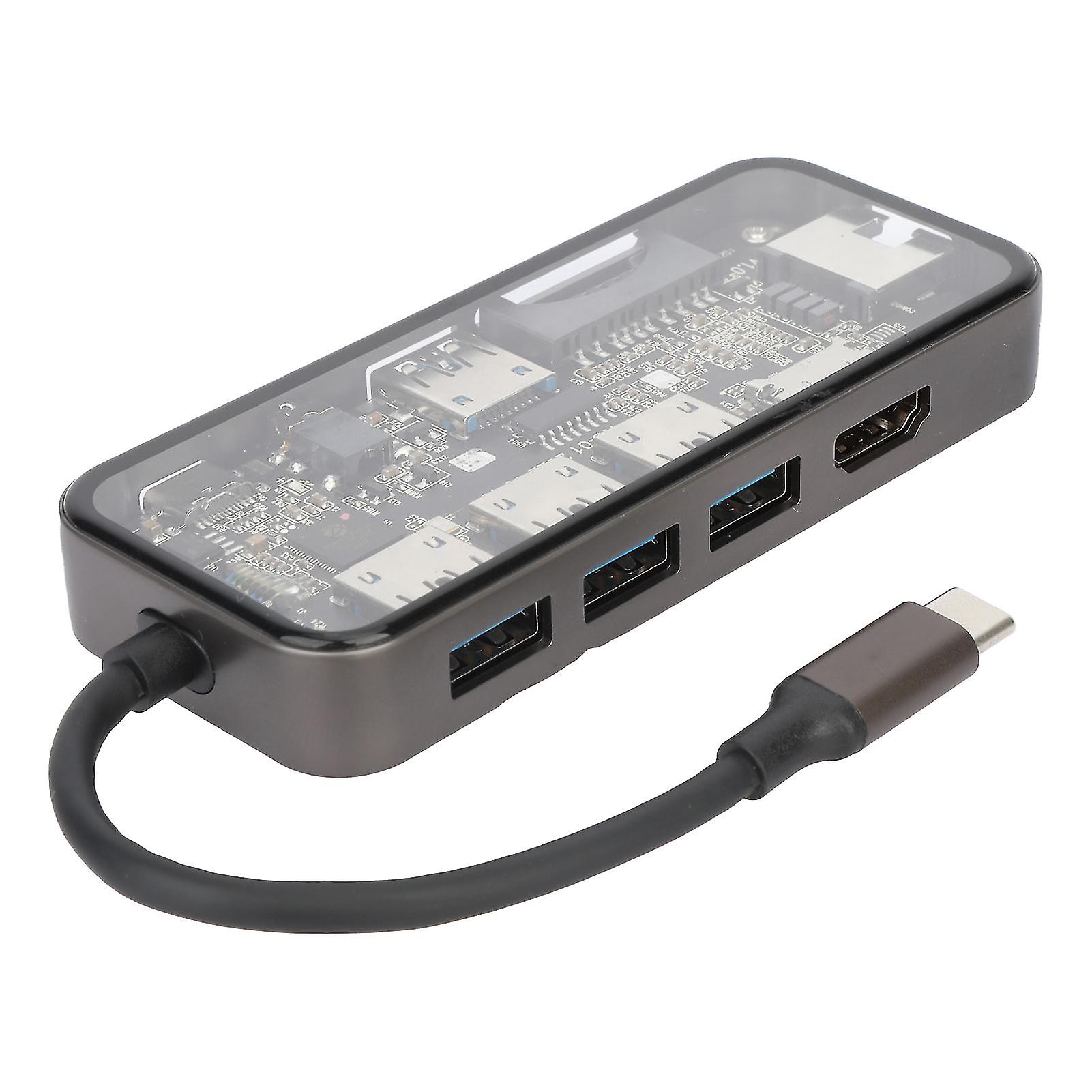 Usb C Hub 10-in-1 Dongle With Ethernet 4k Hdmi-compatible Sd/tf Card Reader Pd/100w 3.5mm Audio Rj45 Usb 3.0/2.0 Docking Station Laptops Accesso