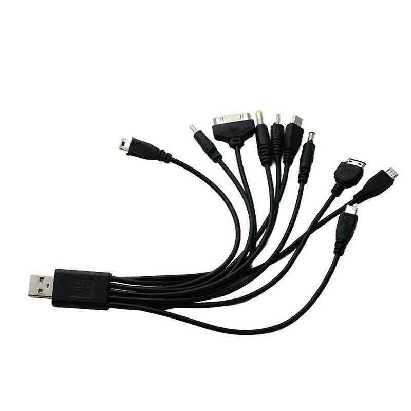 Sort bærbar USB 10 i 1 oplader multioplader