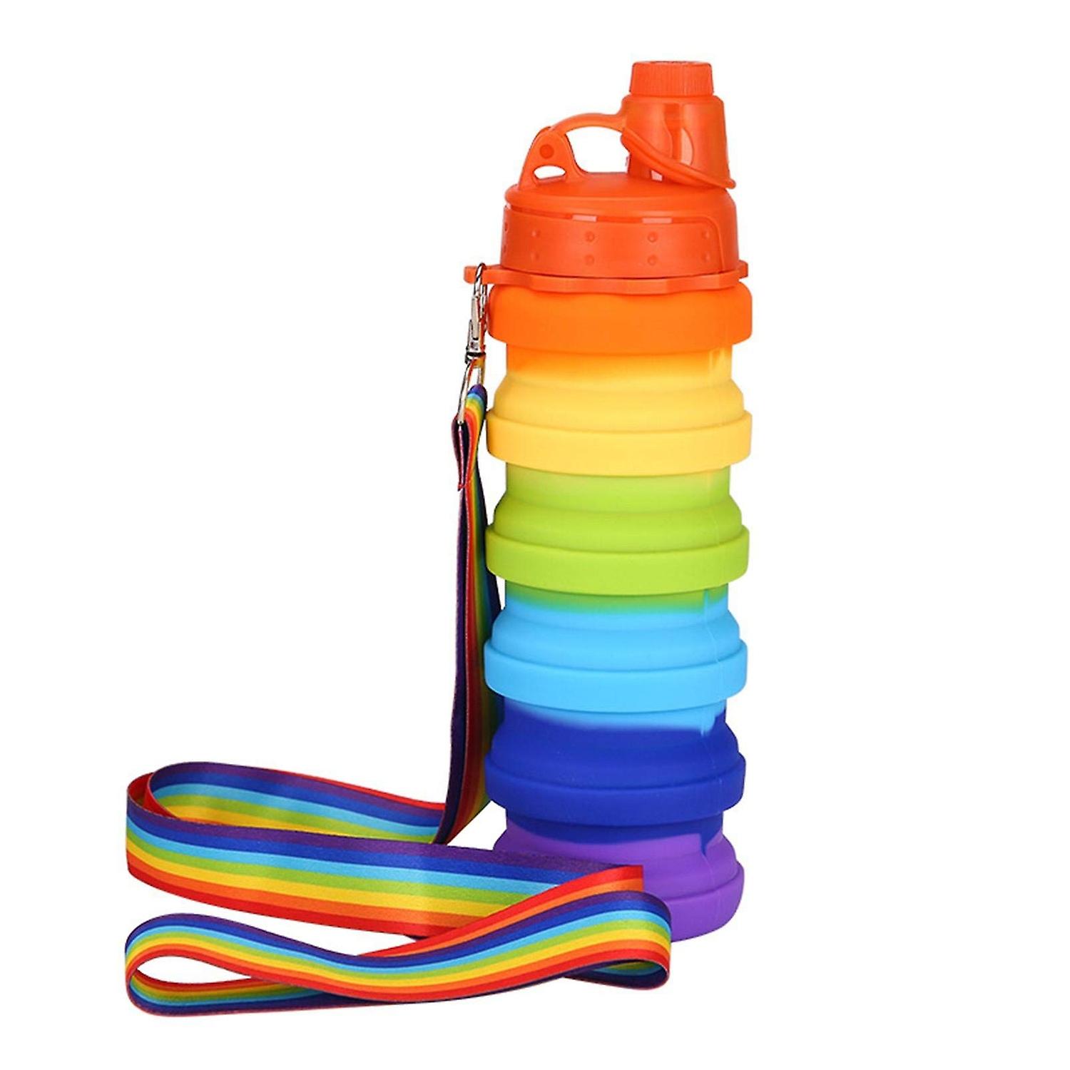 Water bottle-1pcs-rainbow color+string-500ml