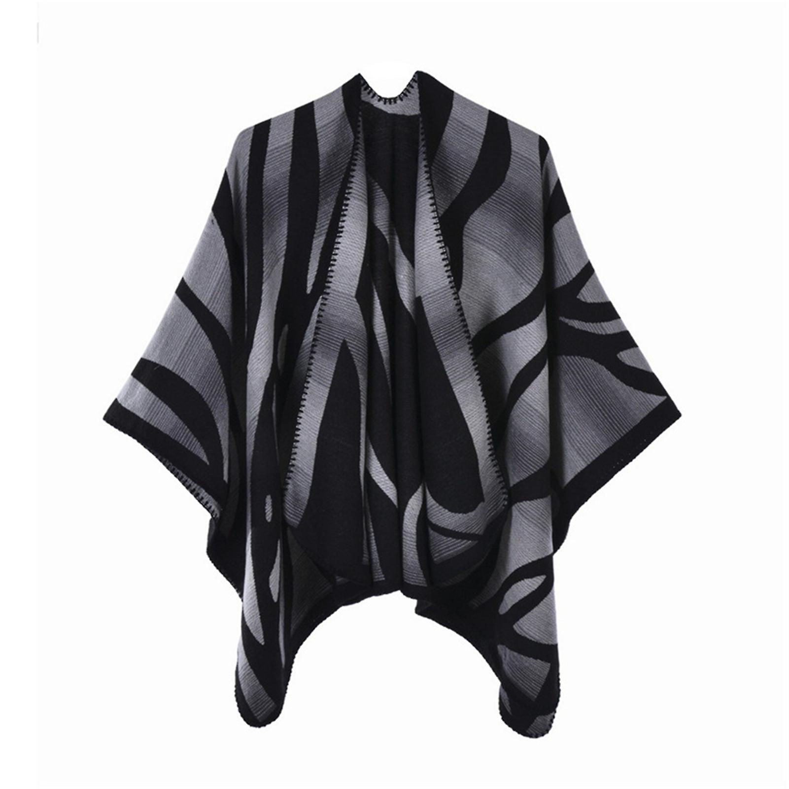 Poncho Capes with Zebra Pattern Women's Classic Shawl Wraps Cardigans Loose Open Front Elegant Blanket Shawls