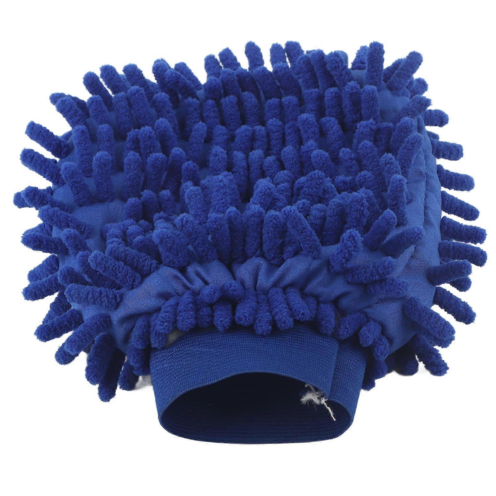 Car Wash Glove Chenille Fleece Cleaning Cloth Soft Double Sided Universal Scratch ResistantBlue