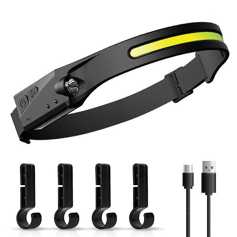 Headlamp Led Work Headlight Flashlight Wave Induction Cob Outdoor Cycling