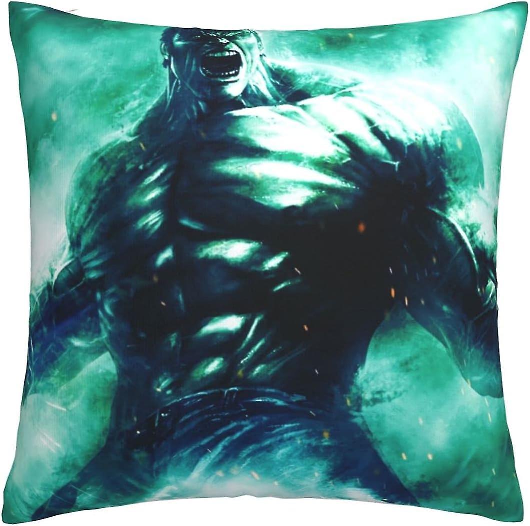 柔らかく快適なハルククッションカバー45x45cmスクエアスロー枕カバーソファベッドルーム用目に見えないジッパー付き18x18インチ両面印刷