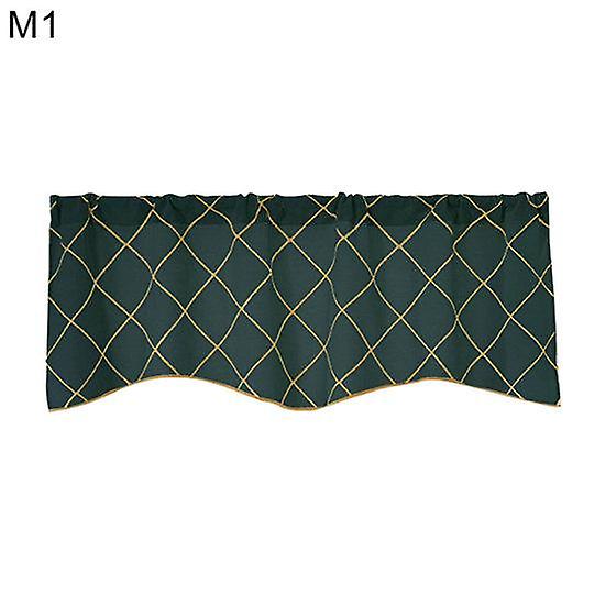 Solid Color Geometric Lattice Pattern Kitchen Decor Window Valance Short Curtain