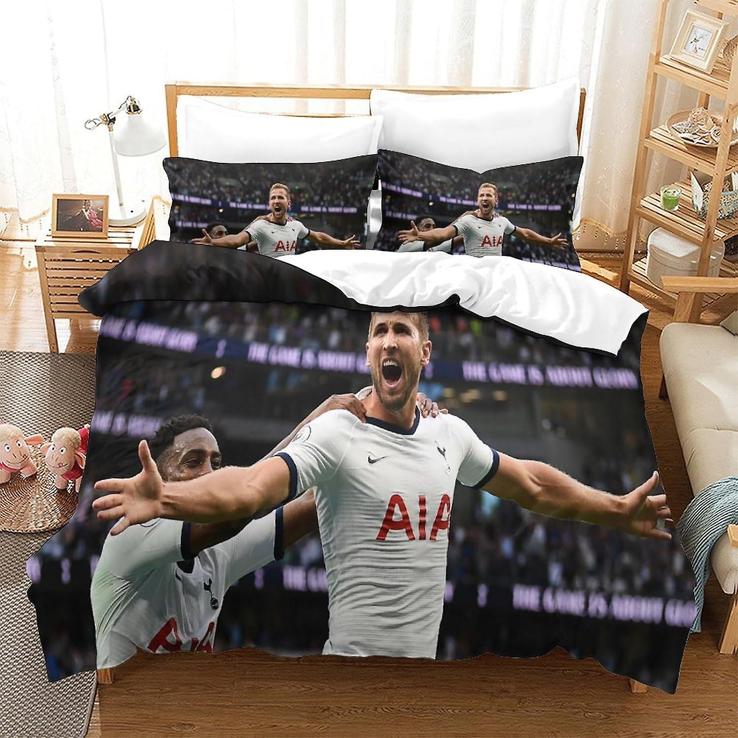 Harry Kane - poszwa na kołdrę 3D, bawełniany zestaw pościeli, łatwa w pielęgnacji poszewka na kołdrę i poszewka na poduszkę, piłka nożna super, dla dorosłych i dzieci.