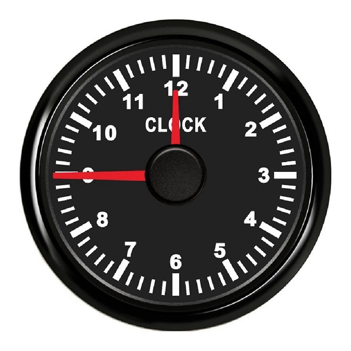 0-12 Hours Meters 2 Inch 52mm Clock Gauges with Red Backlight Instrument Show Clock Meters for Car