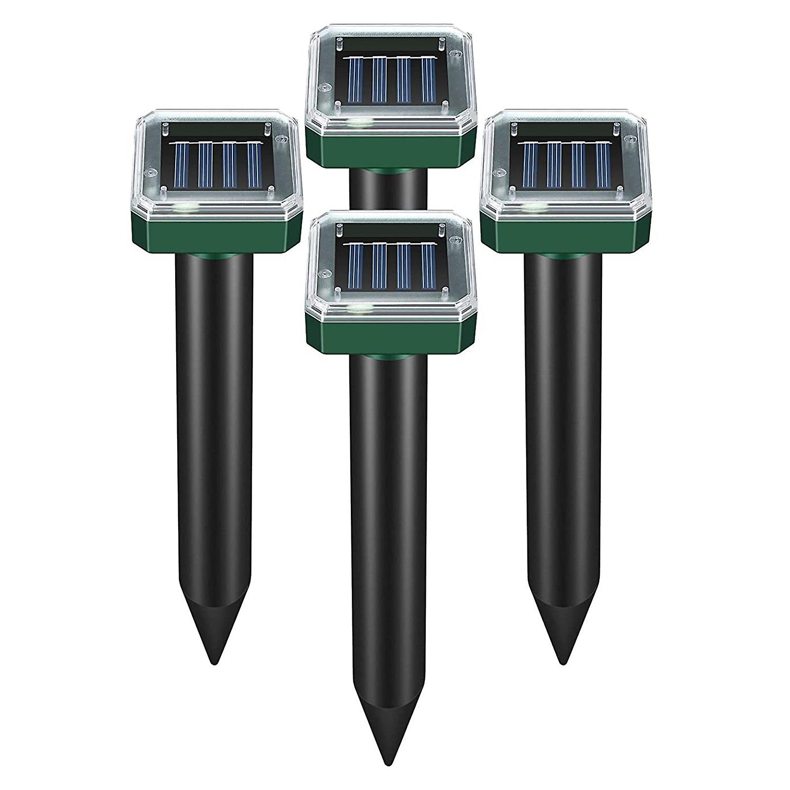 4PCS Solar Mole Repeller Square High Power Waterproof ABS Mole Repellent Spikes for Garden Yard