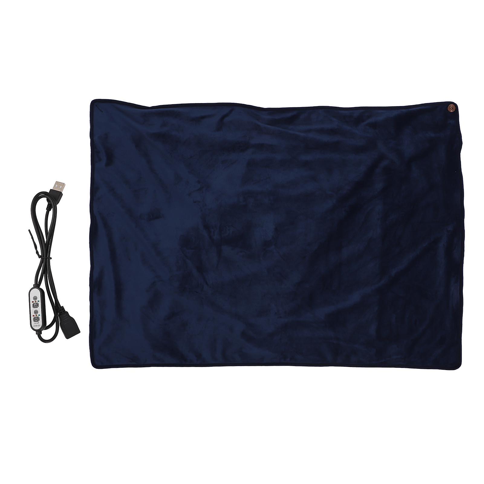 Heating Blanket Multifunctional Adjustable Temperature Control USB Electric Heated Blanket Navy Blue