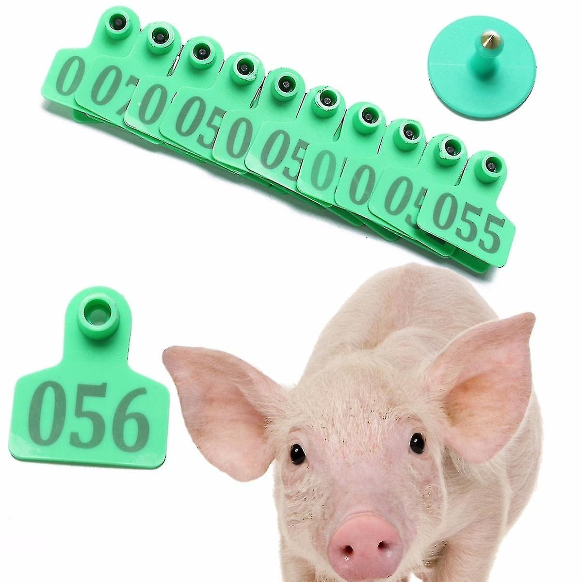 Au 100pcs Set Animal Goat Sheep Pig Cow Cattle Use Ear Big Tag Livestock green