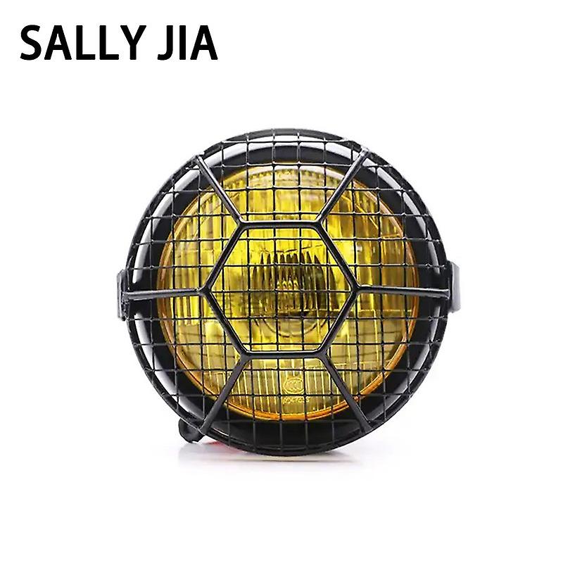 CG/GN125 Retro Modified Round Motorcycle Headlights Metal Universal Headlight Assembly Mesh Headlamp