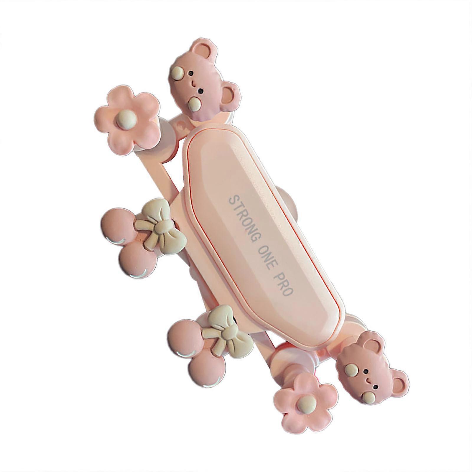 Cute Phone Mount Shockproof Low Noise Flexible Comfortable Touch Universal Navigation Phone Holder Fit for IOS 4 to 7in Pink Cute Bear 