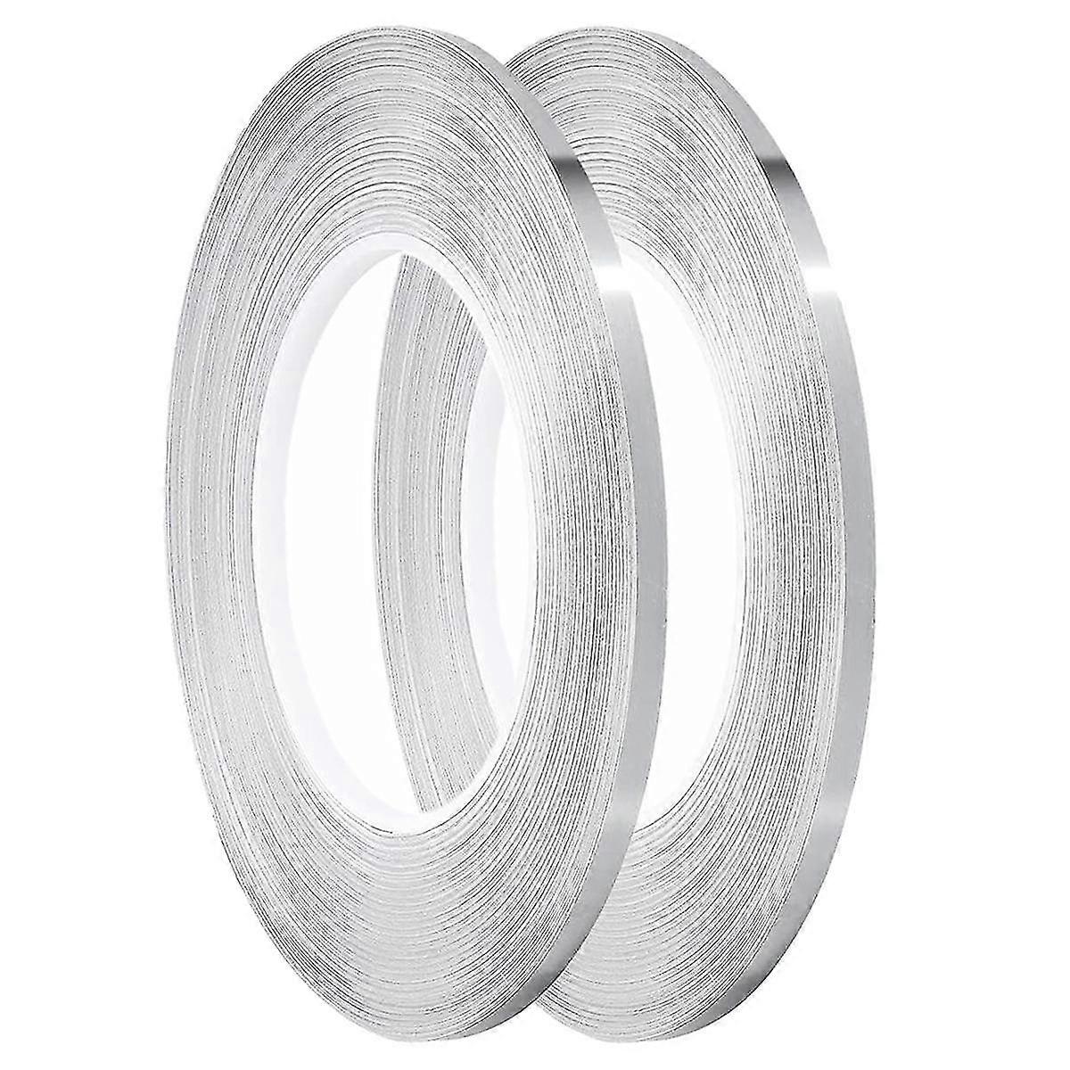 شريط شريط كرافت ، شريط شريطي ذاتي اللصق ، تغليف هدايا ، جدران تزيين ، 2 لفات ، 1 / 5 بوصة × 55 ياردة لكل منهما (فضي)