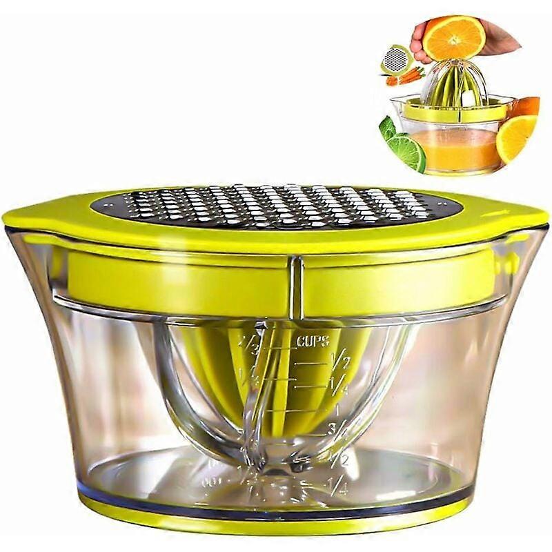 Multifunction Manual Citrus Juicer, 4 in 1 Juicer for Oranges, Lemons, Citrus, with 2 Reamers, Engraved Measurement 400ml