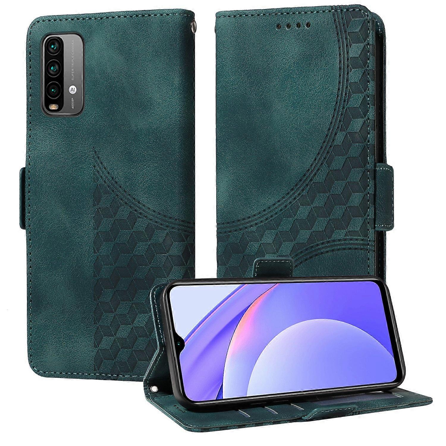 Embossed Rhombus Leather Case For Xiaomi Poco M3