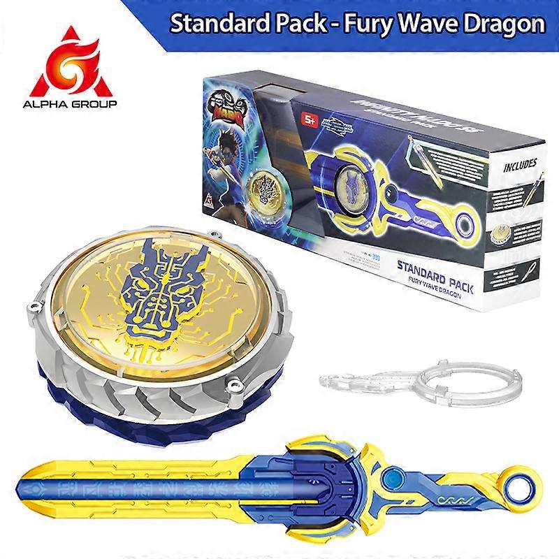 6スタンダードパック-フューリーウェーブドラゴングローイングメタルスピニングトップジャイロ、モンスターアイコンソードランチャーアニメキッドトイ