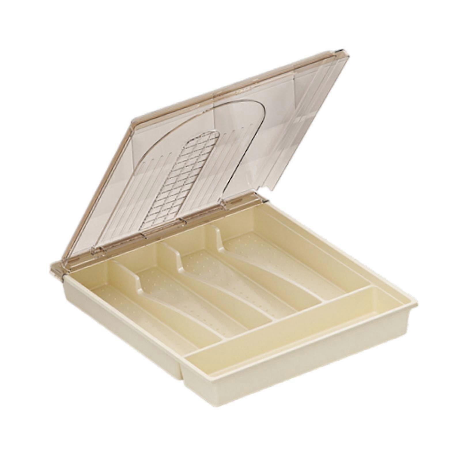 Flatware Organizer Drawer Cutlery Storage Box Tableware Office Flatware Tray with brown lid