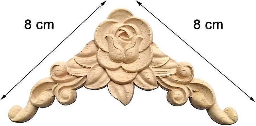 Moulures Décoratives Bois Sculpté Lot De 4 - Ornements D'Angle 12x12cm Pour Meubles Et Cuisine
