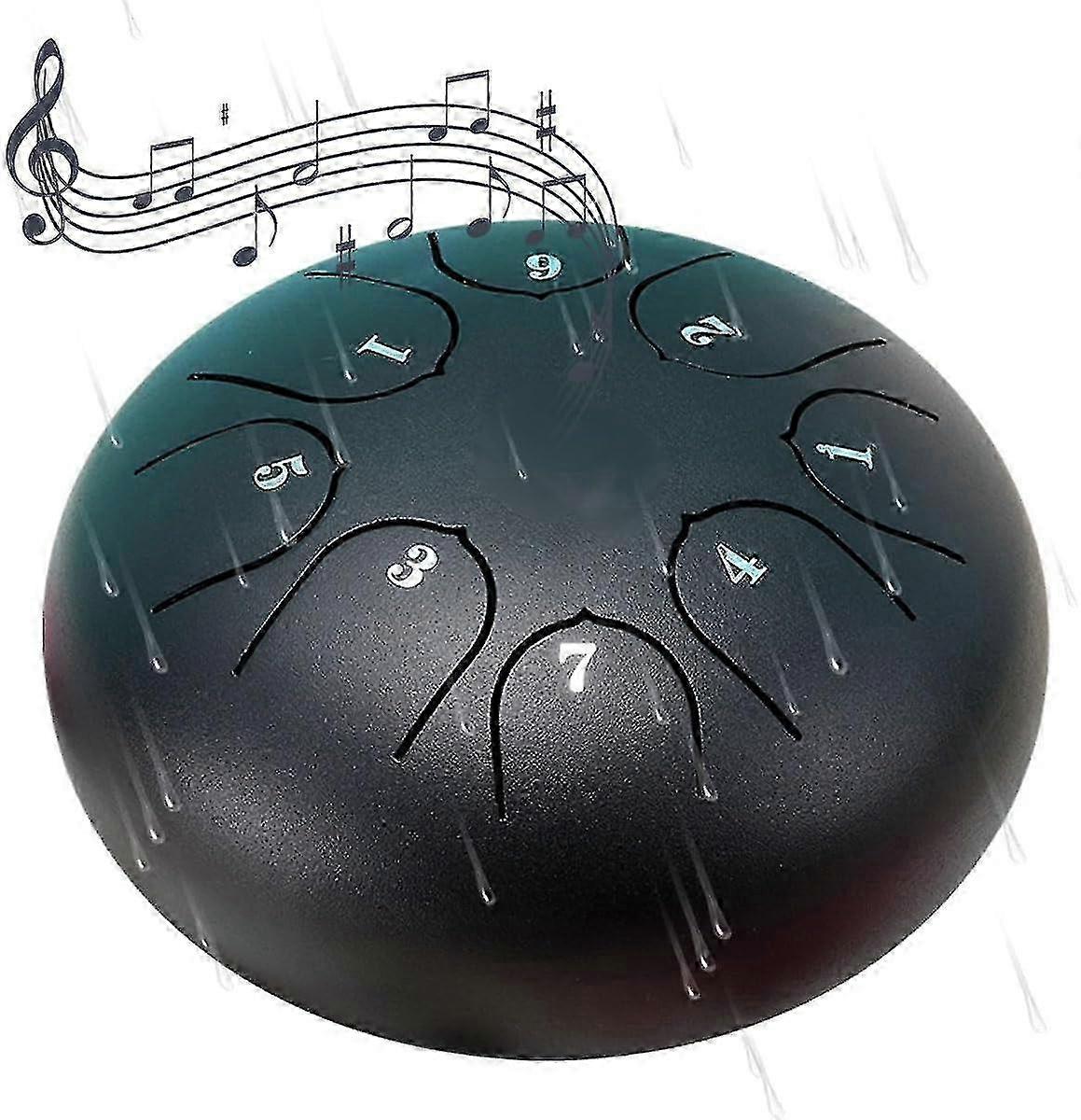 Rain Drum for Outside Garden,Chakra Drum for Rain Outdoor, Drum Rain Chime Waterproof chakra Drum 6 Inches 8 Notes